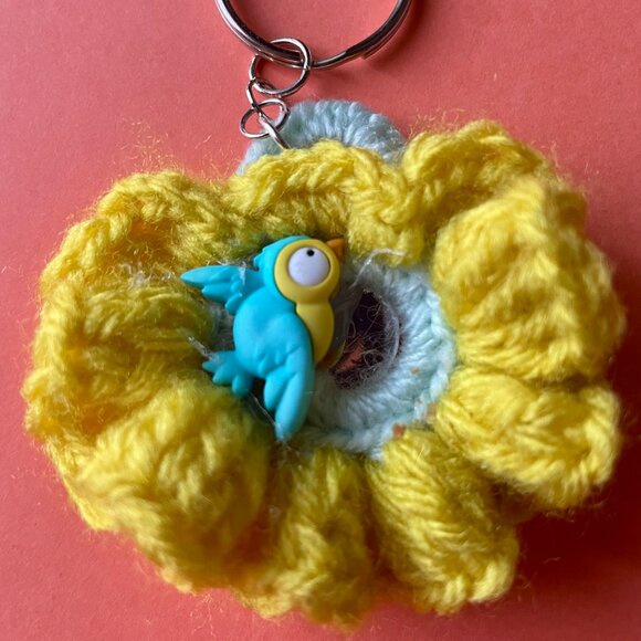 Handmade Bag Charm, Keychain Charm, Crochet Gift, Charm With Bird - Picture 6 of 7